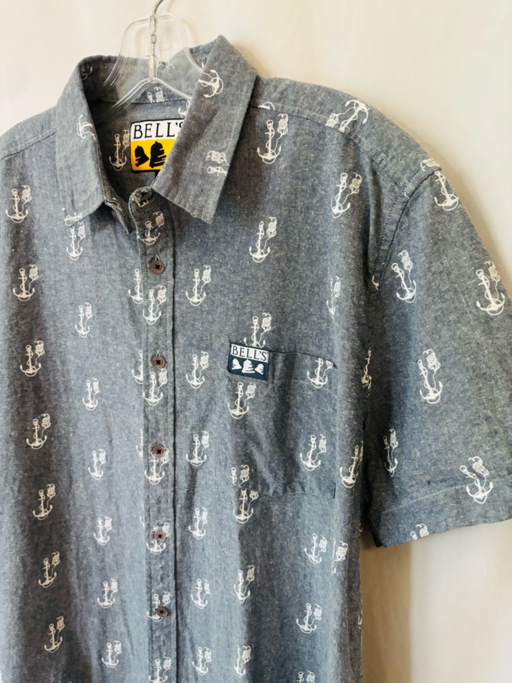 Bell’s Brewery Oberon Anchor Print Chambray Shirt Men’s Large